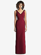 Rear View Thumbnail - Burgundy Sleeveless Tie Back Chiffon Trumpet Gown