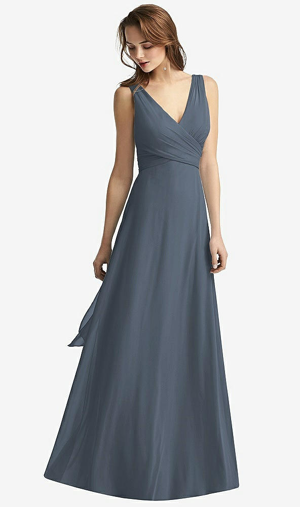 Front View - Silverstone Sleeveless V-Neck Chiffon Wrap Dress