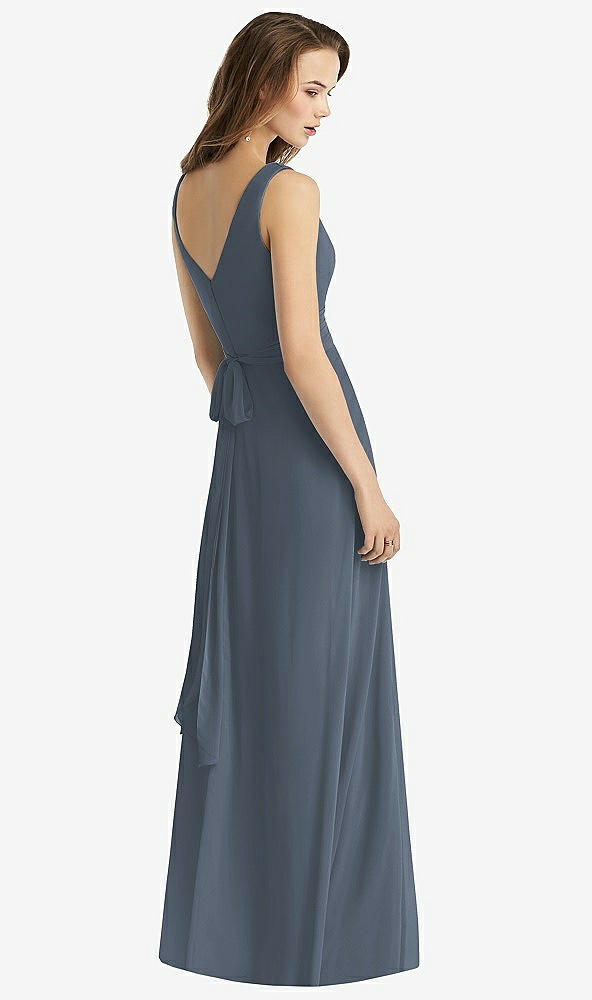 Back View - Silverstone Sleeveless V-Neck Chiffon Wrap Dress