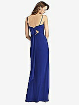 Front View Thumbnail - Cobalt Blue Tie-Back Cutout Trumpet Gown with Front Slit