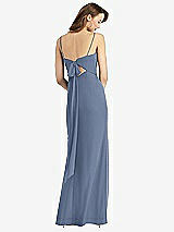 Front View Thumbnail - Larkspur Blue Tie-Back Cutout Trumpet Gown with Front Slit