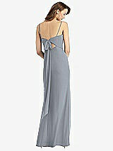 Front View Thumbnail - Platinum Tie-Back Cutout Trumpet Gown with Front Slit