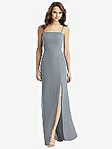 Rear View Thumbnail - Platinum Tie-Back Cutout Trumpet Gown with Front Slit