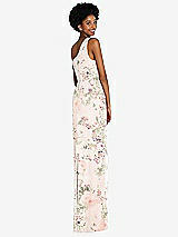 Rear View Thumbnail - Blush Garden One-Shoulder Chiffon Trumpet Gown