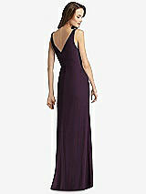 Rear View Thumbnail - Aubergine Sleeveless V-Back Long Trumpet Gown