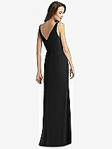 Rear View Thumbnail - Black Sleeveless V-Back Long Trumpet Gown