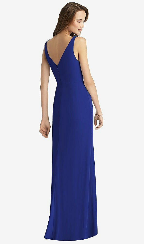 Back View - Cobalt Blue Sleeveless V-Back Long Trumpet Gown