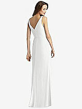 Rear View Thumbnail - White Sleeveless V-Back Long Trumpet Gown