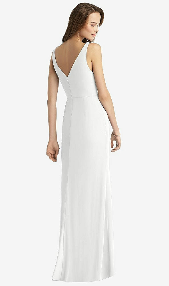 Back View - White Sleeveless V-Back Long Trumpet Gown