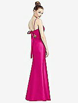 Front View Thumbnail - Think Pink Open-Back Bow Tie Satin Trumpet Gown