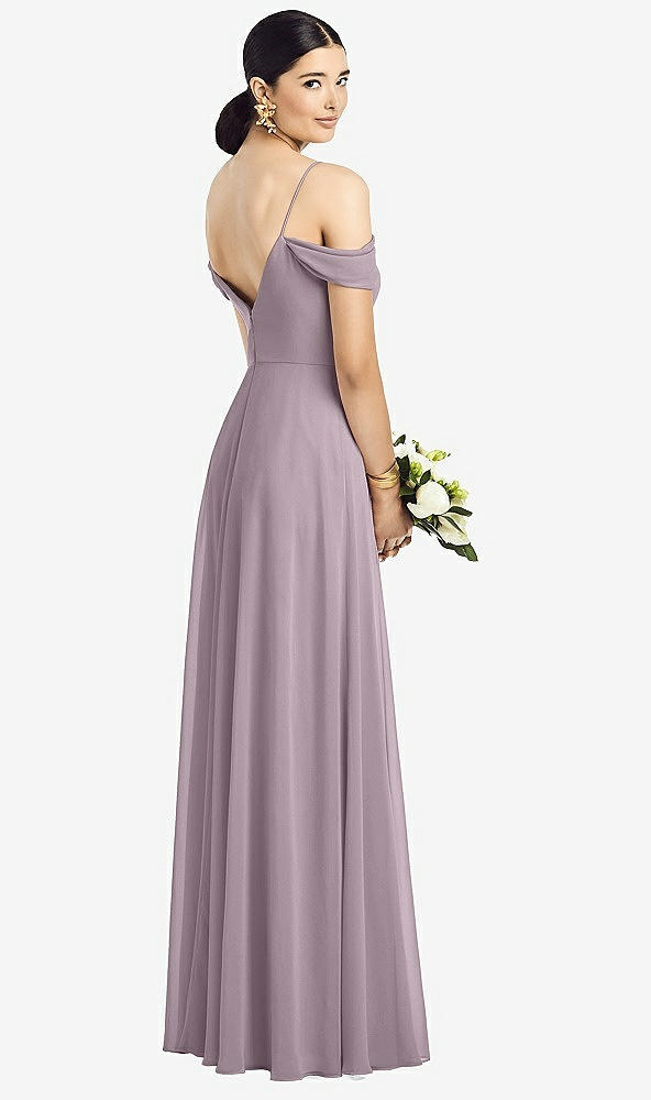 Back View - Lilac Dusk Cold-Shoulder V-Back Chiffon Maxi Dress