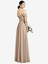 Rear View Thumbnail - Topaz Cold-Shoulder V-Back Chiffon Maxi Dress