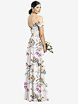 Rear View Thumbnail - Butterfly Botanica Ivory Cold-Shoulder V-Back Chiffon Maxi Dress