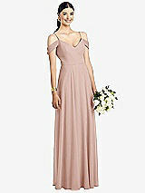 Front View Thumbnail - Toasted Sugar Cold-Shoulder V-Back Chiffon Maxi Dress