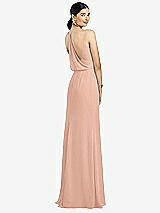 Front View Thumbnail - Pale Peach Draped Blouson Back Chiffon Maxi Dress