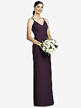 Rear View Thumbnail - Aubergine Draped Blouson Back Chiffon Maxi Dress