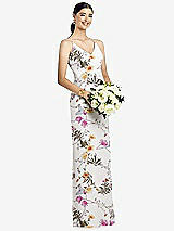 Rear View Thumbnail - Butterfly Botanica Ivory Draped Blouson Back Chiffon Maxi Dress