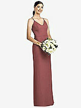 Rear View Thumbnail - English Rose Draped Blouson Back Chiffon Maxi Dress