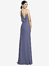 Front View Thumbnail - French Blue Draped Blouson Back Chiffon Maxi Dress