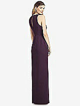 Rear View Thumbnail - Aubergine Sleeveless Chiffon Dress with Draped Front Slit