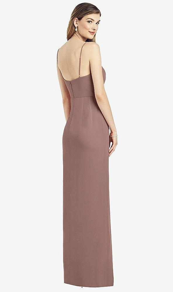 Back View - Sienna Spaghetti Strap Draped Skirt Gown with Front Slit