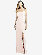 Alt View 1 Thumbnail - Blush Spaghetti Strap V-Back Crepe Gown with Front Slit