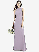 Rear View Thumbnail - Lilac Haze Bow-Neck Open-Back Trumpet Gown