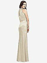 Rear View Thumbnail - Champagne Sleeveless Blouson Bodice Trumpet Gown