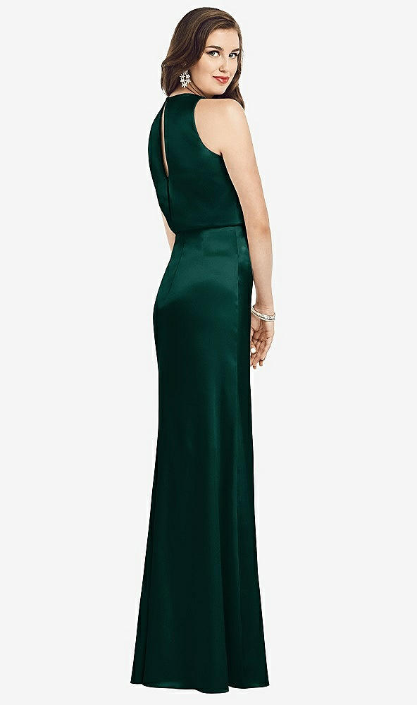 Back View - Evergreen Sleeveless Blouson Bodice Trumpet Gown