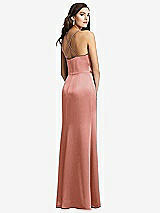 Rear View Thumbnail - Desert Rose Cowl-Neck Criss Cross Back Slip Dress