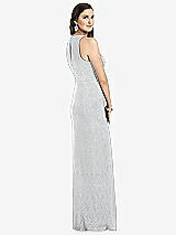 Rear View Thumbnail - Silver Sleeveless Scoop Neck Metallic Trumpet Gown