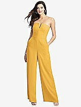 Front View Thumbnail - NYC Yellow Strapless Notch Crepe Jumpsuit with Pockets
