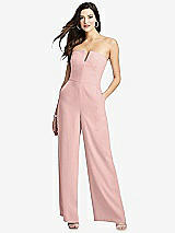 Front View Thumbnail - Rose - PANTONE Rose Quartz Strapless Notch Crepe Jumpsuit with Pockets