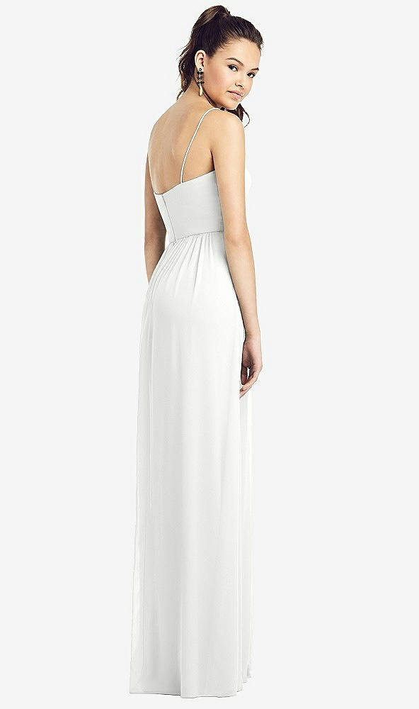 Back View - White Slim Spaghetti Strap Chiffon Dress with Front Slit 