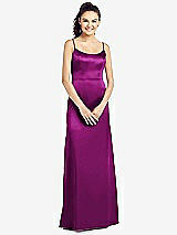 Front View Thumbnail - Persian Plum Slim Spaghetti Strap V-Back Trumpet Gown