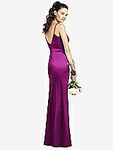 Rear View Thumbnail - Persian Plum Slim Spaghetti Strap V-Back Trumpet Gown