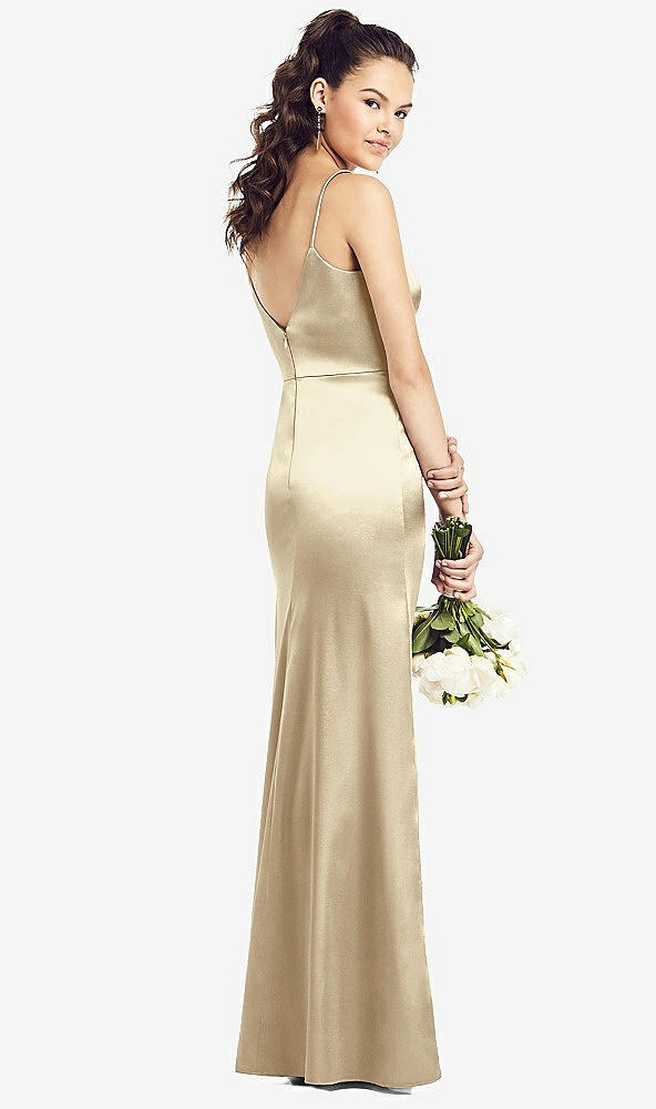 Back View - Banana Slim Spaghetti Strap V-Back Trumpet Gown