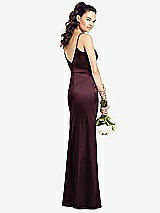 Rear View Thumbnail - Bordeaux Slim Spaghetti Strap V-Back Trumpet Gown