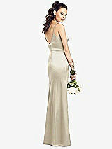 Rear View Thumbnail - Champagne Slim Spaghetti Strap V-Back Trumpet Gown