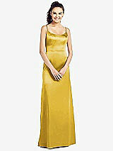 Front View Thumbnail - Marigold Slim Spaghetti Strap V-Back Trumpet Gown