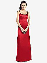 Front View Thumbnail - Parisian Red Slim Spaghetti Strap V-Back Trumpet Gown