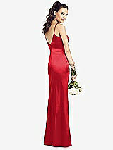 Rear View Thumbnail - Parisian Red Slim Spaghetti Strap V-Back Trumpet Gown