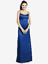 Front View Thumbnail - Sapphire Slim Spaghetti Strap V-Back Trumpet Gown