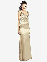 Front View Thumbnail - Banana Slim Spaghetti Strap Wrap Bodice Trumpet Gown