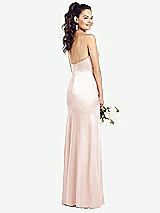 Rear View Thumbnail - Blush Slim Spaghetti Strap Wrap Bodice Trumpet Gown