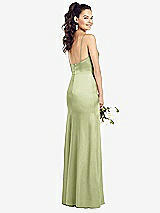 Rear View Thumbnail - Mint Slim Spaghetti Strap Wrap Bodice Trumpet Gown