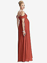 Rear View Thumbnail - Amber Sunset Draped Cold-Shoulder Chiffon Maternity Dress