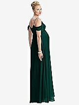 Rear View Thumbnail - Evergreen Draped Cold-Shoulder Chiffon Maternity Dress