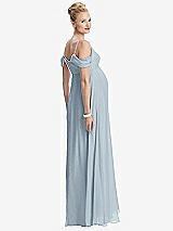 Rear View Thumbnail - Mist Draped Cold-Shoulder Chiffon Maternity Dress