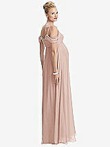 Rear View Thumbnail - Toasted Sugar Draped Cold-Shoulder Chiffon Maternity Dress